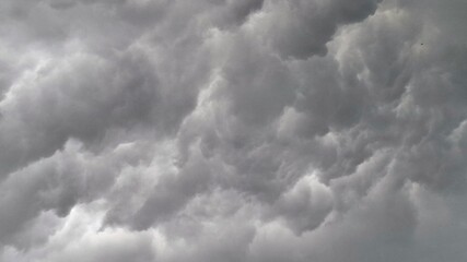Obraz premium Dark clouds roll in before the rain during the day, but the atmosphere is gloomy. This creates a dramatic atmosphere before the rain accompanied by strong winds. It can be used as a background.