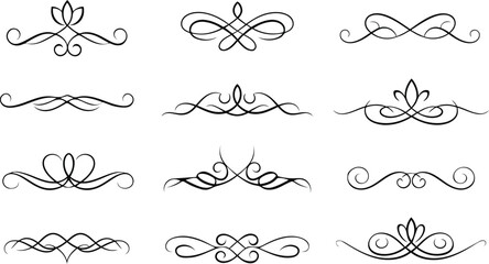 Collection of 12 elegant floral swirl designs and ornate patterns