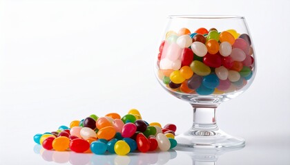 Vibrant Assortment of Colorful Jelly Beans in a Glass Goblet and Pile