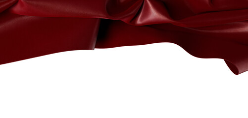 Close-up of a rich, deep red fabric against a white background, perfect for adding texture and...