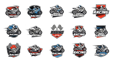Motorcycle racing logos collection with dynamic speed and motion. © Ulhamchan