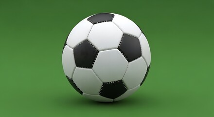 Naklejka premium A classic black and white soccer ball resting on a green background