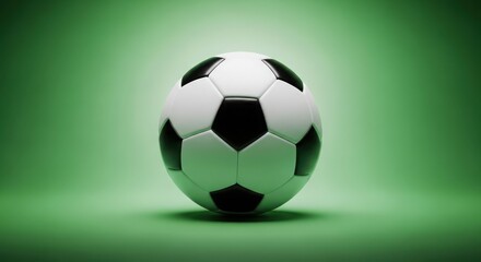 Naklejka premium Classic Soccer Ball on Green Background football sport