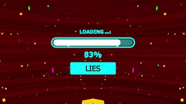 Lies Progress Bar Loading Animation &ndash; 0-100 Percent Progress Loading Bar 4K Video Footage with Alpha Background and Confetti Celebration.