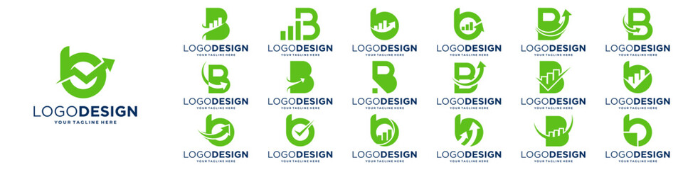 Set of initial letter B arrow logo. Finance, marketing, business logo template. © amor