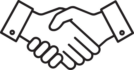 Obraz premium Close up of business handshake outline icon for political agreement diplomatic treaty consensus and election partnership