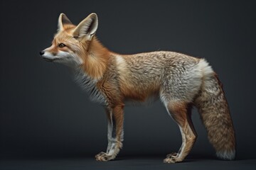 Fototapeta premium Studio side profile portrait of a red fox on dark background