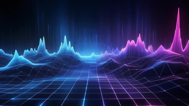 Futuristic Abstract Music Wave Background with Geometric Line Pattern and Digital Sound Visualization 4K Loop