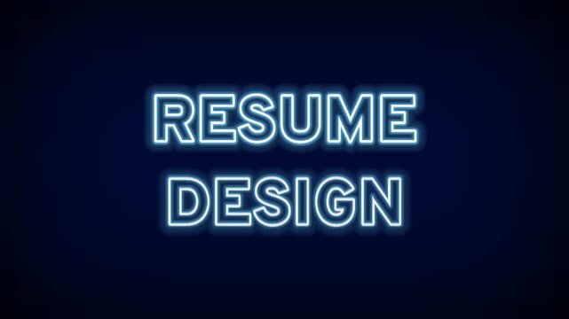 Glowing Blue Neon Resume Design Text for Career Coaching Professional Curriculum Vitae Layout Employment Branding and Job Search Services