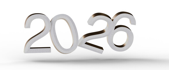 3D rendered illustration of the year 2026. Perfect for New Year's greetings, future planning, and design projects. Great © vegefox.com