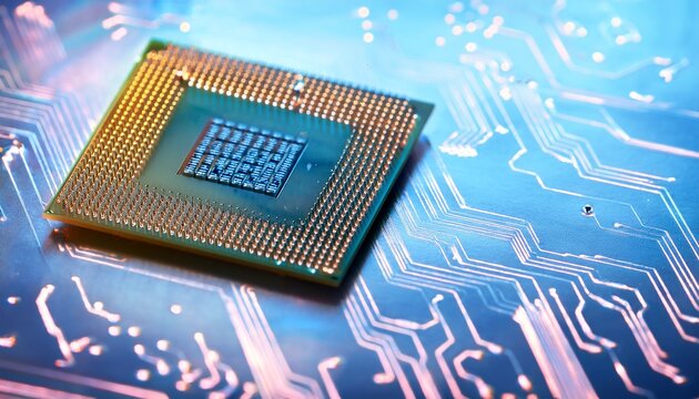 closeup of a microprocessor chip