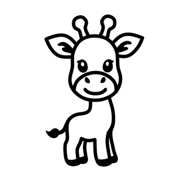 cute giraffe line vector