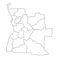 Obraz premium Outline map of Angola showing provincial borders