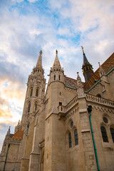 Fototapeta premium Matthias Church Budapest Hungary – Gothic Architecture and Colorful Roof Tiles