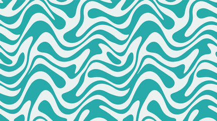 Dynamic teal and white abstract groovy seamless wave pattern background