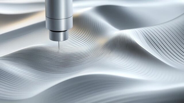 Automated machine meticulously carves an intricate pattern onto a metallic surface