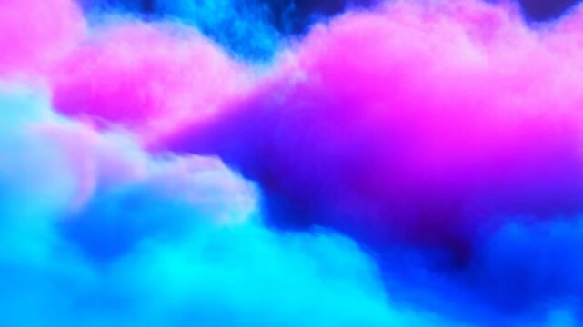 Vibrant clouds dance: colorful neon atmosphere in smooth motion