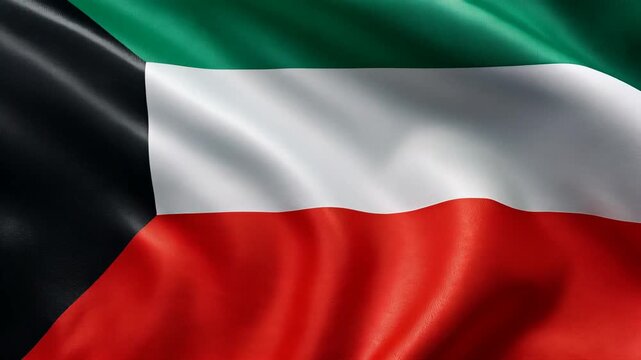 kuwaiti flag waving in the wind. flag of kuwait