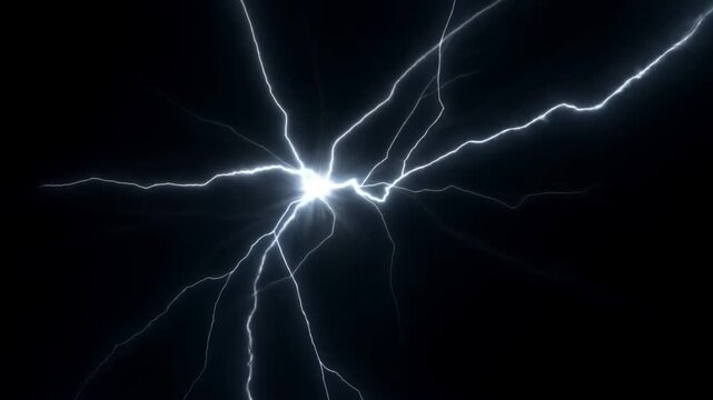 Dynamic lightning bolts electrify night sky with pulsating energy