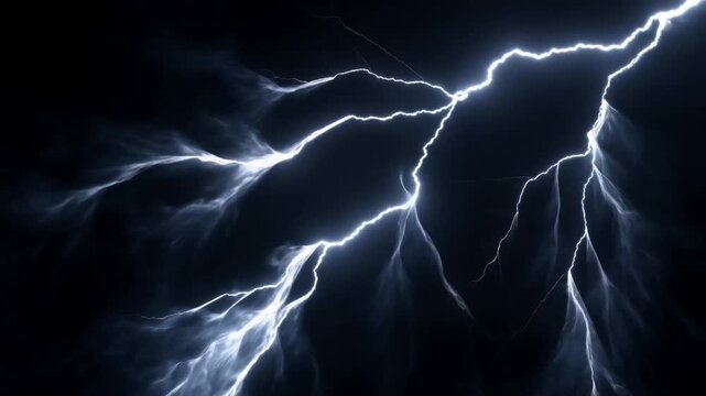 Intense lightning storm illuminating night sky in dramatic sequence