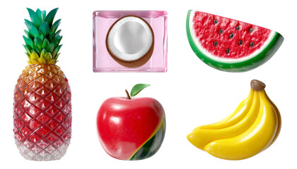 Fototapeta premium Colorful Tropical Fruit Collection with Transparent Background for Design Projects