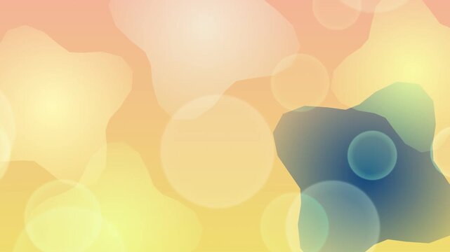 Abstract shapes and circles in a vibrant gradient background viewed from a straightforward perspective