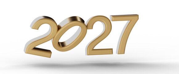 Elegant gold 2027 illustration perfect for new year greetings and festive designs. Isolated on white for versatile use. © vegefox.com