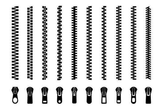 Zipper brush set. Zip vector.  Patterns with zipper brushes.