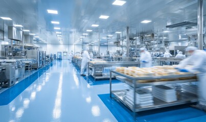 Fototapeta premium High-Resolution Food Manufacturing and Storage Workflow in Modern Factory Setting