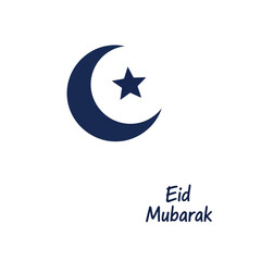 Eid Mubarak crescent moon and star vector illustration for Islamic holiday greeting cards