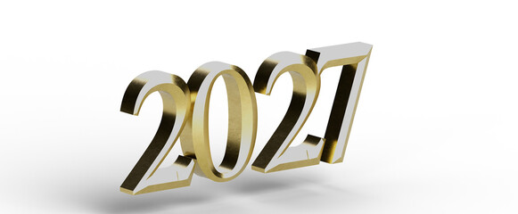 Stylish 2021 New Year sign in gold with a modern design, perfect for holiday greetings and celebrations. © vegefox.com