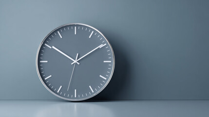 Minimalist wall clock on blue background