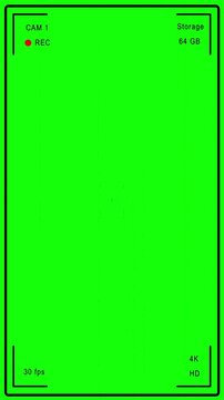 Clean vertical smartphone screen capture overlay with retro VHS texture on green background. Built for vintage mobile compositing. Perfect for social edits.