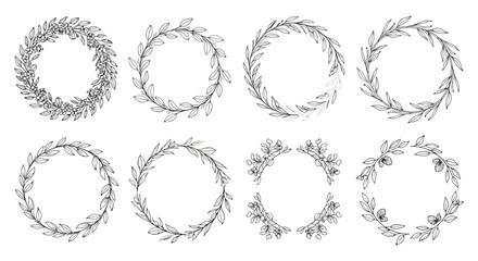 Obraz premium Botanical Wreath Frames and Floral Borders Vector Set
