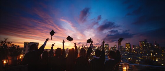 Fototapeta premium Group of people are celebrating their graduation