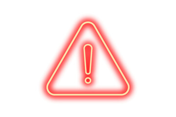Neon glowing red caution icon vector illustration. Exclamation sign in triangle, Alert icon, Warning symbol, Danger sign, Attention icon use for UI, UX and modern designs. © LionStudio