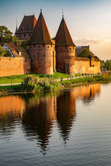 Malbork Castle and the Nogat river in summer