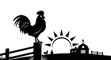 Rooster Standing on Fence Post. © Roni