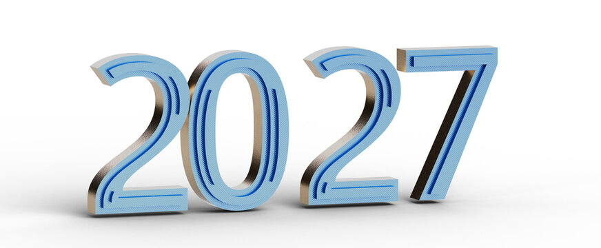 2027 in a modern font style, perfect for new year concepts, business planning, and futuristic designs. Ideal for presen
