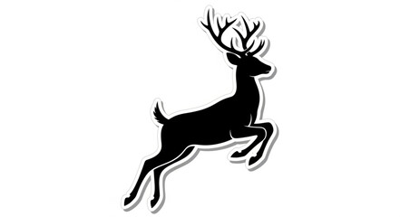 Obraz premium Running Deer Silhouette with Antlers.