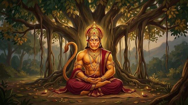 Lord Hanuman Beneath the Sacred Tree