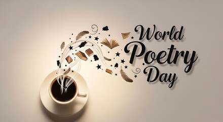 Celebrating World Poetry Day with steaming cup of coffee and books