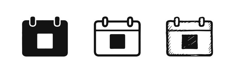 Single Day Calendar Icon Set - Solid, Outline, and Hand-Drawn Styles for Specific Dates