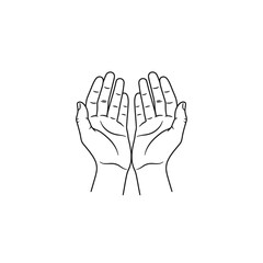 Fototapeta premium Open cupped hands illustration symbolizing giving and offering.