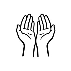 Obraz premium Two Open Cupped Hands Raised in Gesture of Offering and Prayer.