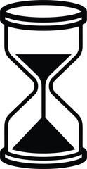 Fototapeta premium Stylized hourglass vector illustration with sand flowing between chambers, black and white time icon design for deadline, waiting, and time