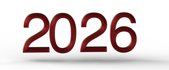 Stylish 3D illustration of the year 2026, perfect for holiday greetings and future-focused content. © vegefox.com