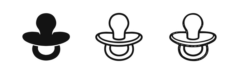 Baby Soother Icon Collection: Solid, Outline, and Hand-Drawn Stylings for Baby Care Items