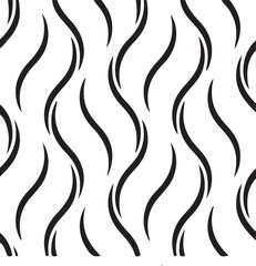 Fototapeta premium Abstract vector background featuring a seamless pattern of black cats and stripes with retro geometric elements and orange fire flame ornaments for textile wallpaper design