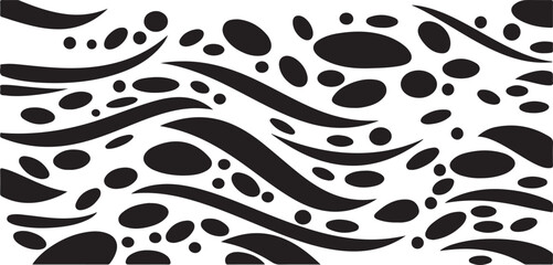 Seamless black and white leopard skin vector pattern featuring an abstract nature texture and circular animal fur shapes for a stylish backdrop design © Saidar